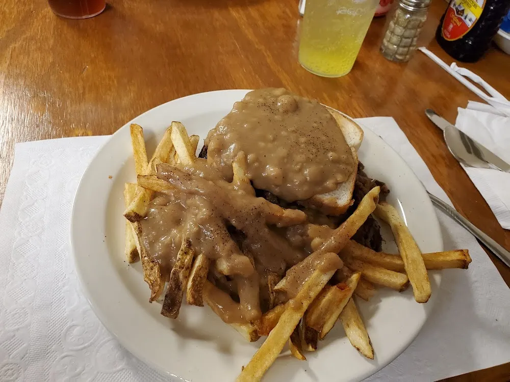 Prime Rib Sandwich with French Fries and Gravy